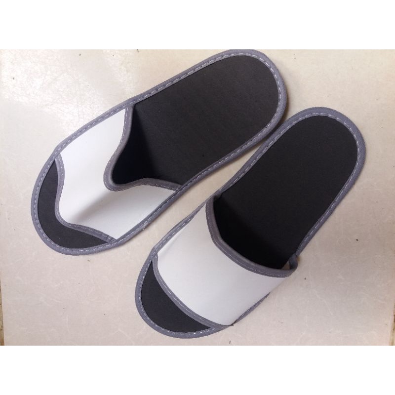 COSTUM SABLON SANDAL LANTAI /HOTEL SEPOND 4 ML MIN ORDER 100 PASANG-Hitam putih list abu