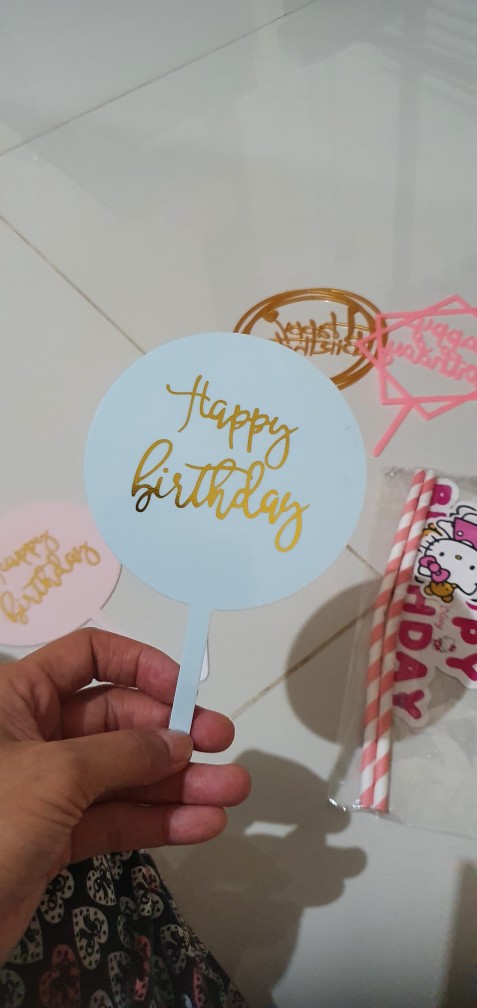 perlengkapan Pesta Ulang Tahun Dekorasi Kue Akrilik Emas Silvery Cupcake --b1