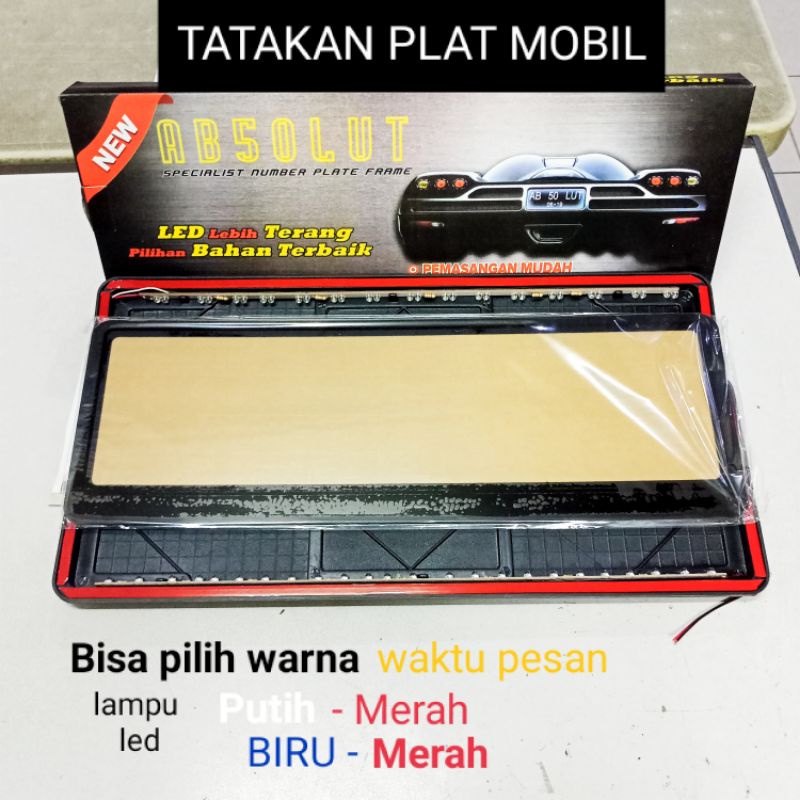 TATAKAN PLAT NOMOR MOBIL DENGAN LAMPU LED PUTIH - MERAH.