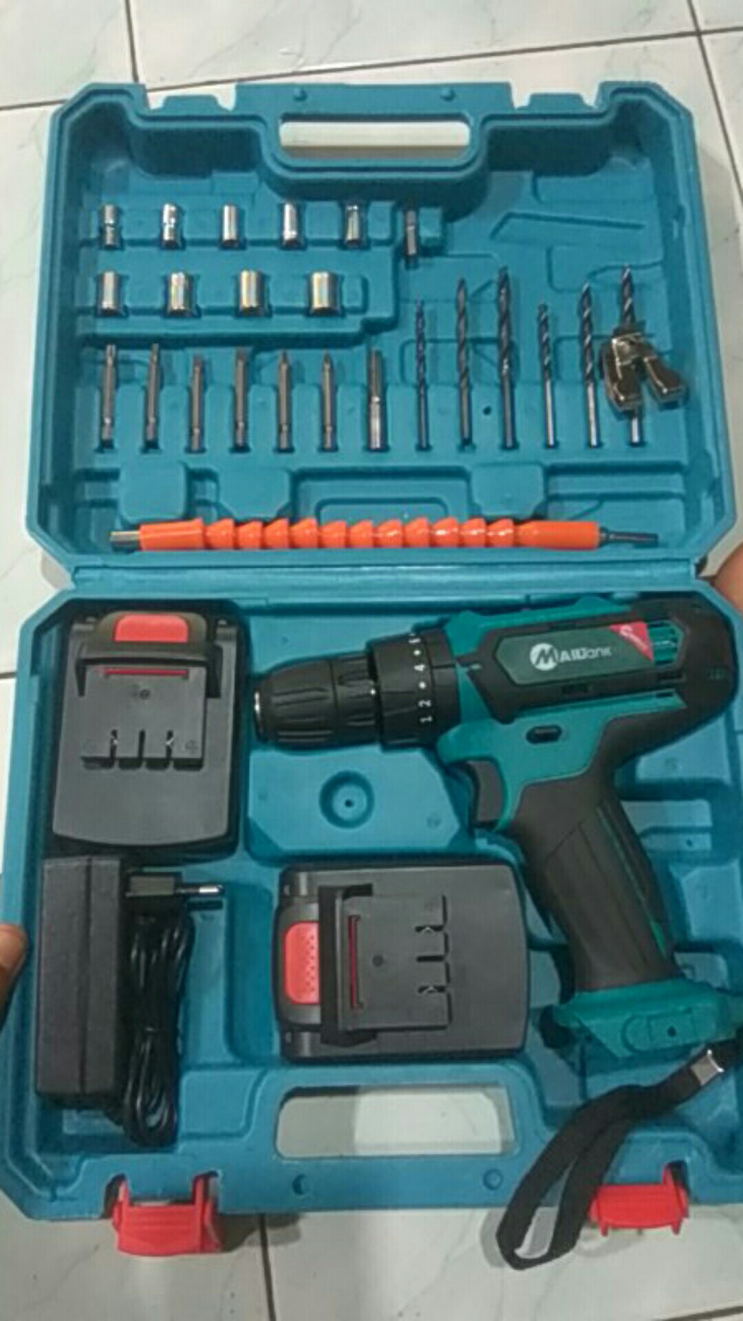 New Mailtank Sh190 Mesin Bor Cordless Charger Koper 2 Baterai 32v Full Set