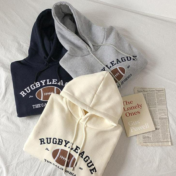 ㅞ RUGBY LEAGUE SWEATER HOODIE - SWEATER HOODIE WANITA - SWEATER WANITA ➾