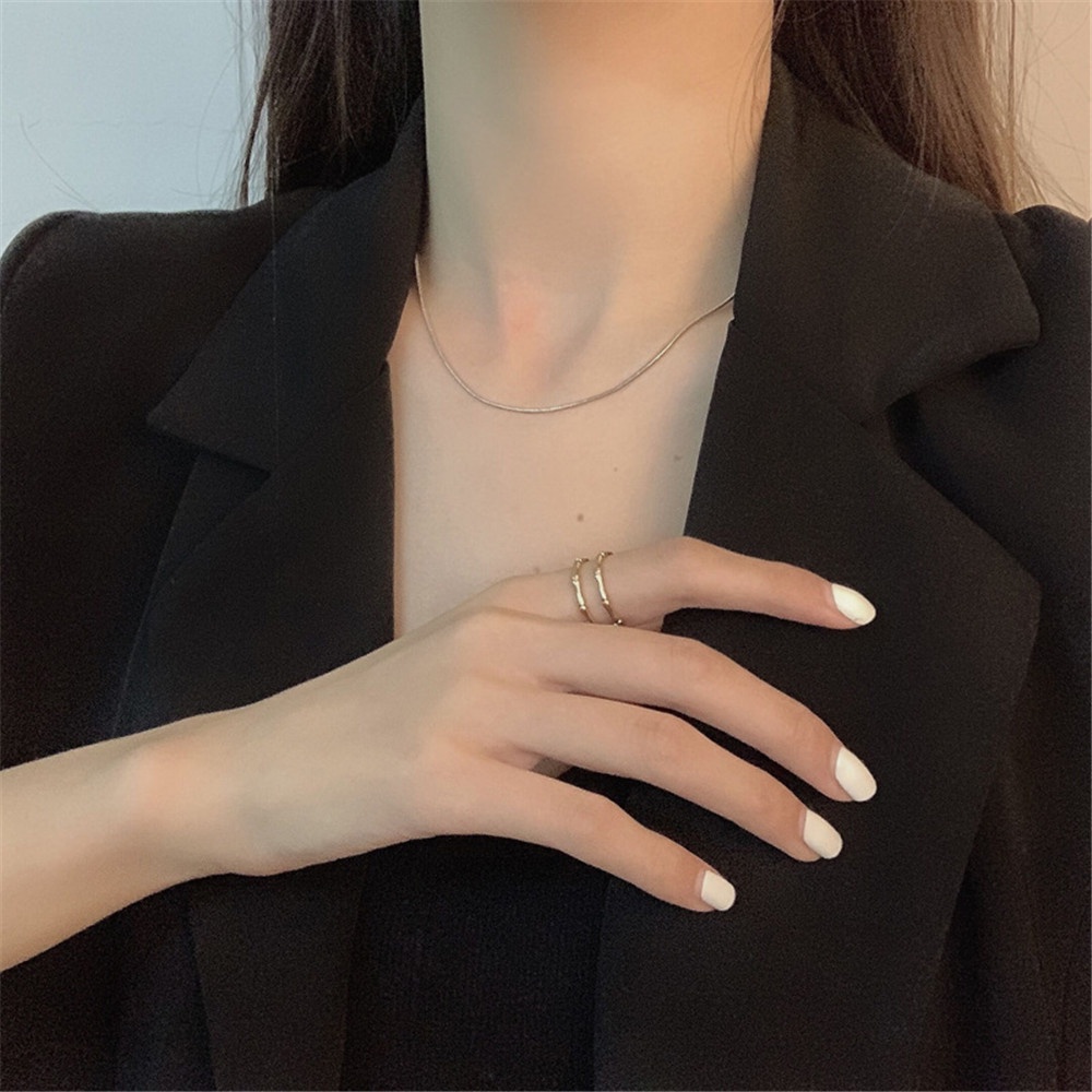 【COD Tangding】Simple Personality Smooth Snake Chain Necklace Trendy Net Celebrity INS Fine Neck Chain Fashion Niche Clavicle Chain