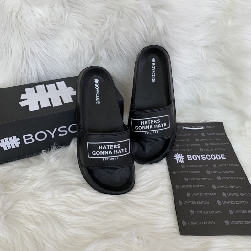 [BOYSCODE] TYPE 5 HATERS GONNA HATE Sandal Rumah Sandal Slip On / Sandal Santai / Sandal Slop Kasual /