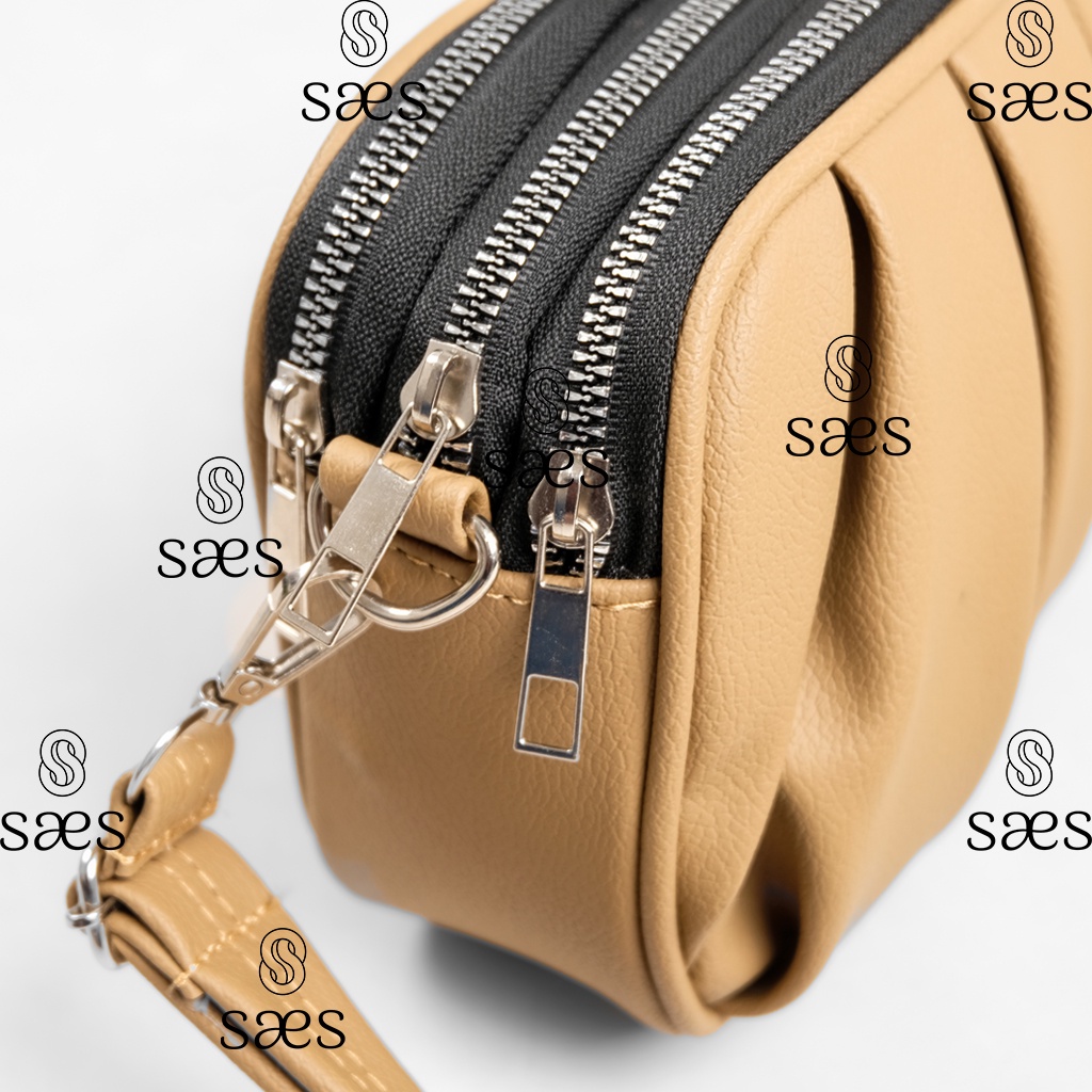 SAES Zinia Slingbag kulit mini Vintage Tas Selempang &amp; Bahu Kulit Wanita Hitam Saes shop 002