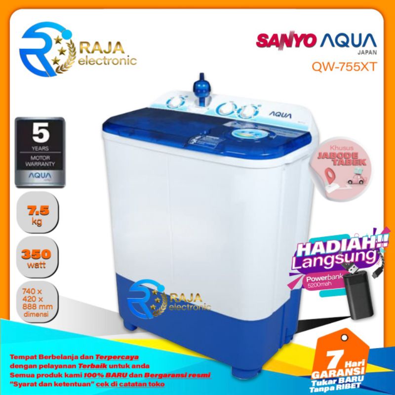 Mesin Cuci AQUA JAPAN QW-755XT 2 Tabung bergaransi resmi AQUA SANYO