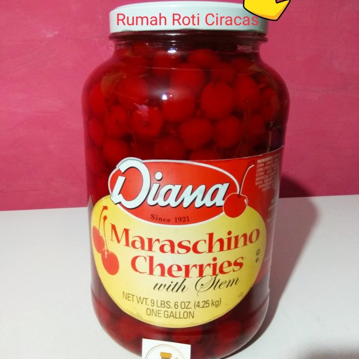 

CHERRY TANGKAI MERAH DIANA MARASCHINO CHERRIES RED CHERY STEM BUAH JAR