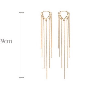 Anting Gantung Panjang Model Rumbai Bahan Metal Untuk Wanita