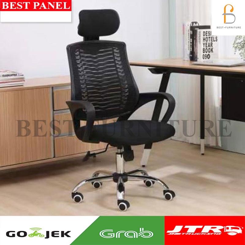 Best Kursi WFH Kursi Head Rest Kursi Staff Kursi Kantor Kursi Multifungsi Roda + Tilt + Hidrolik