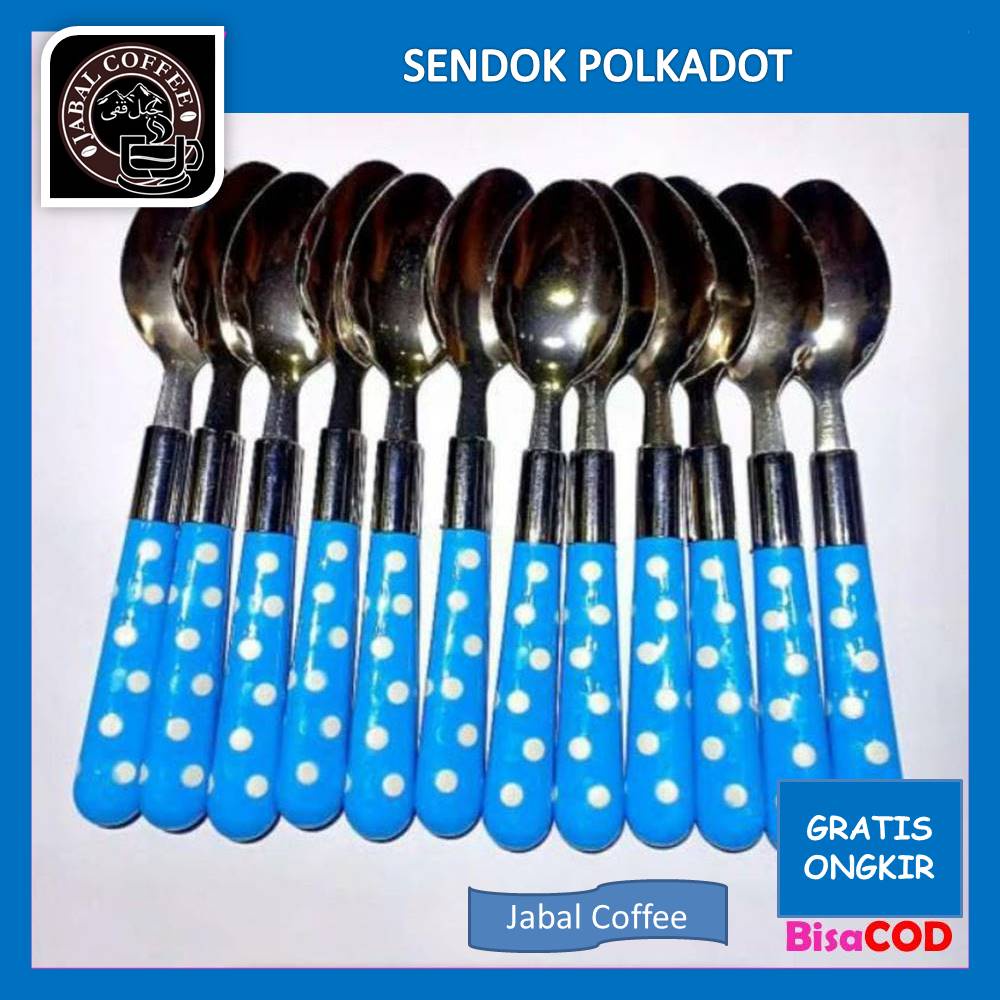 Sendok Stainless Steel / Sendok Makan Motif Polkadot / Garpu Makan Motif Polkadot