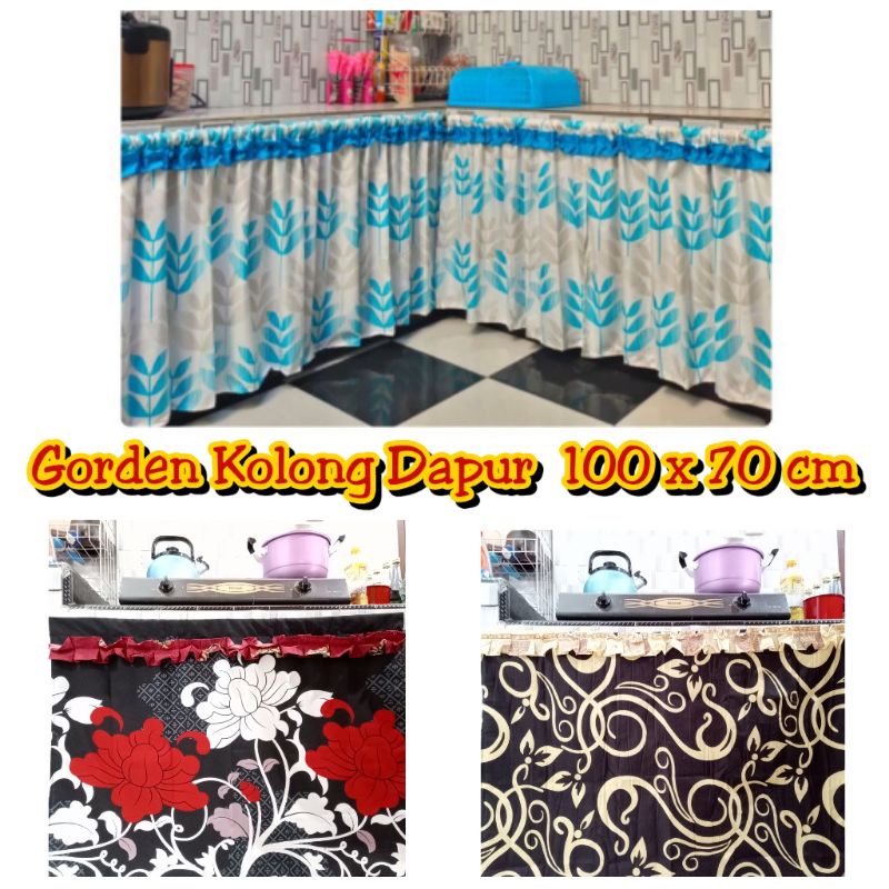 GORDEN TIRAI KORDEN HORDEN KAIN PENUTUP KOLONG DAPUR UKURAN 100X70 cm