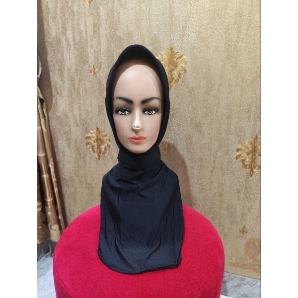 jilbab hitam gb kancing busa 5 cm