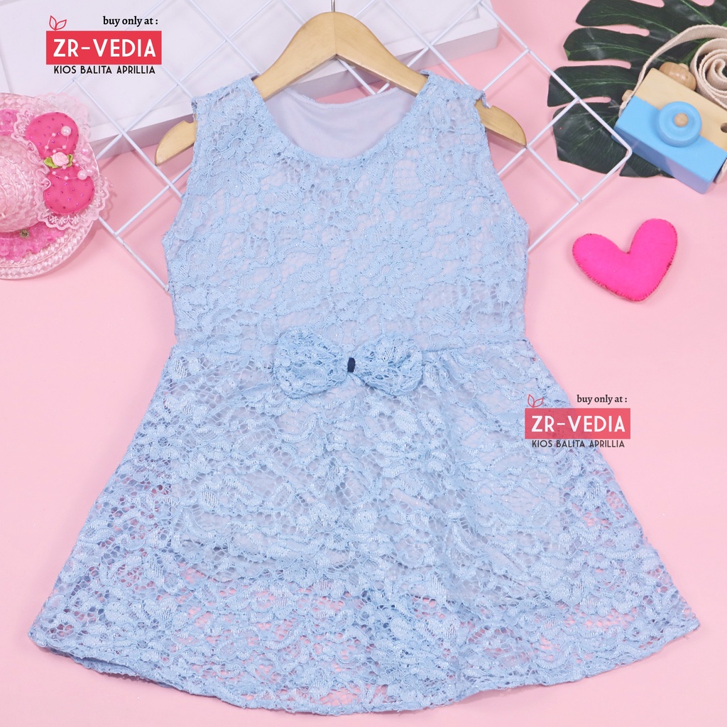 Dress Keira Uk 1-2 Tahun / Gaun Brukat Pesta Kondangan Baju Baby Import Dres Brukat Kensi Anak