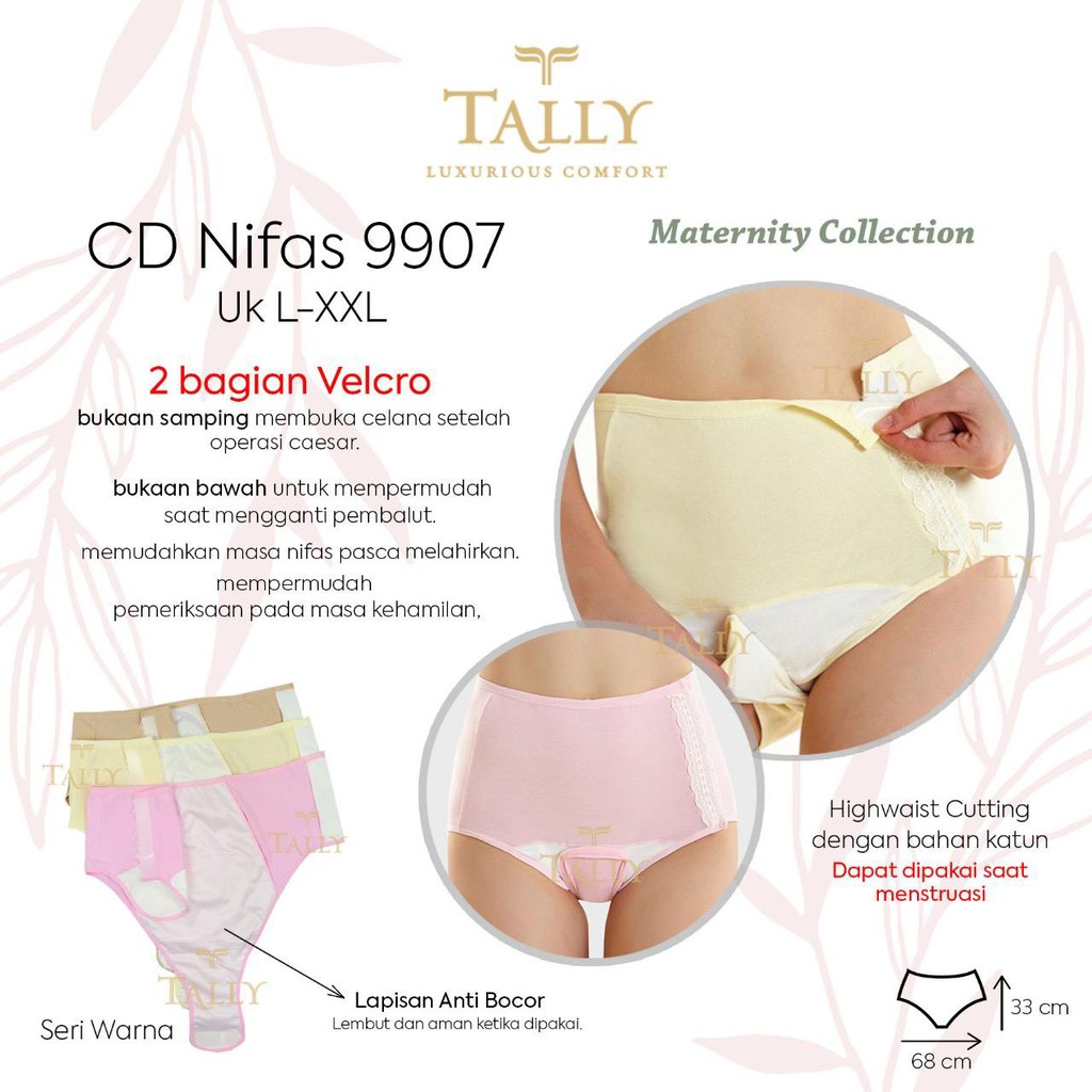 TALLY CD CELANA DALAM NIFAS HAMIL/PASCA MELAHIRKAN 9907 I SIZE L - XXL I BAHAN KATUN | HIGH WAIST