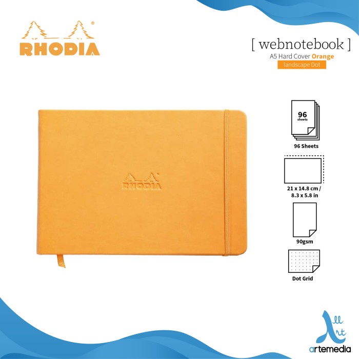 

[RESTOCK] Buku Catatan Rhodia A5 Landscape Hardcover Webnotebook - DOT GRID ORANGE
