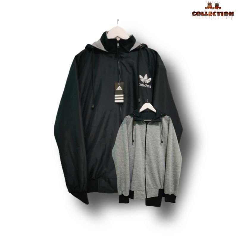 Jaket Adidas Bb jumbo XXL ( Bolak-balik) 2in1 ,{Bayar di Tempat/COD}