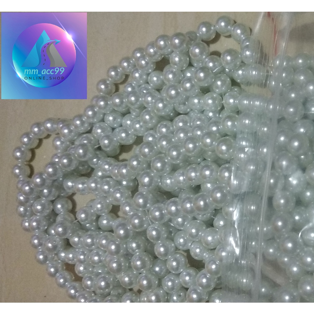 100 Gram Payet Mote Manik Mutiara Sintetis 10mm Bulat Besar Mutsin Berat Kwalitas Super Putih