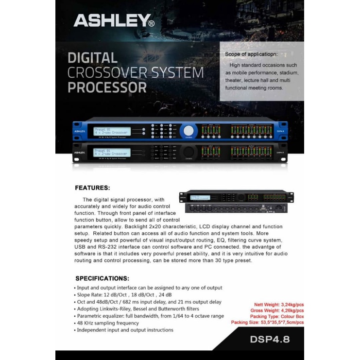 ashley dsp 4.8 management speaker 4 in 8 out model terbaru