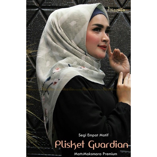 Jilbab Segi Empat Motif Plisket Polycatton Ori Nazilla-Guardian Silver