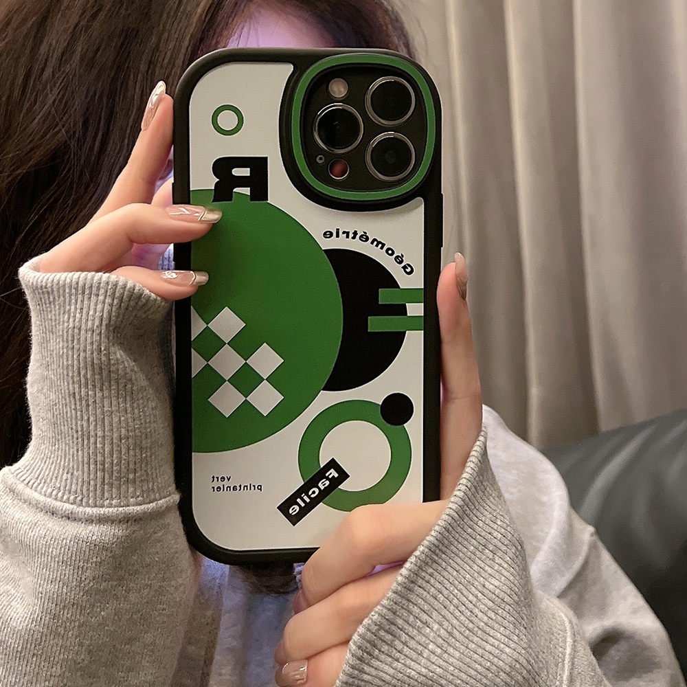 IPHONE Warna Campur Geometris Penuh Perlindungan Anti Jatuh Gelang Ponsel Case Cover Untuk Iphone7 8 PLUS X XR XS 11 12 13 14 MINI PRO MAX