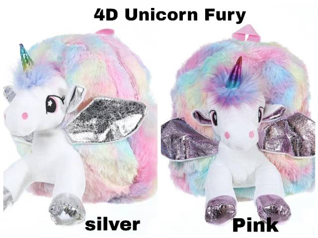 32001/2 UNICORN SEQUIN BAG / RANSEL SEKOLAH ANAK / TAS UNICORN BLING IMPORT KOREA MURAH GOLD SILVER