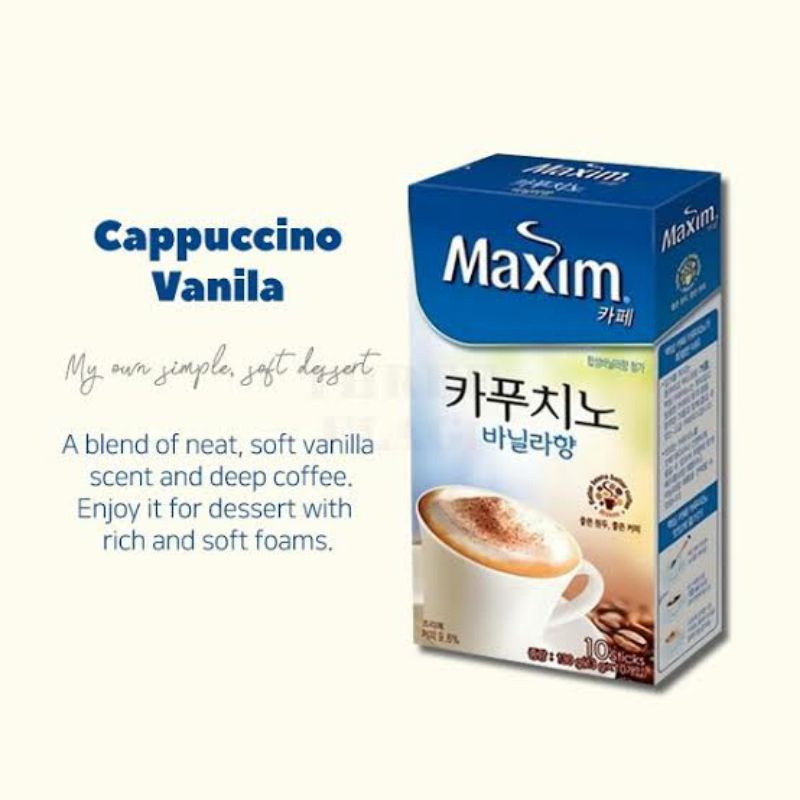 

[isi 10 Pcs] PREMIUM Maxim Coffee Cappuccino Vanilla - Kopi Original Korea