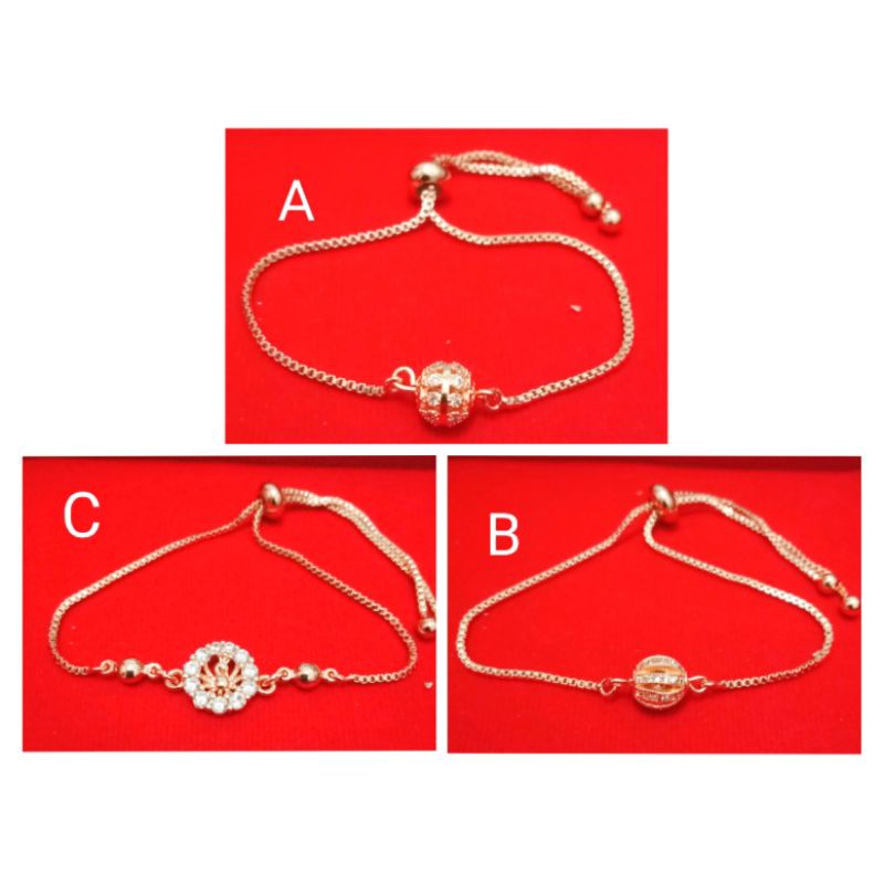 NL115. Gelang tali serut xuping wanita lapis emas dgn mata zircon ukuran flexibel