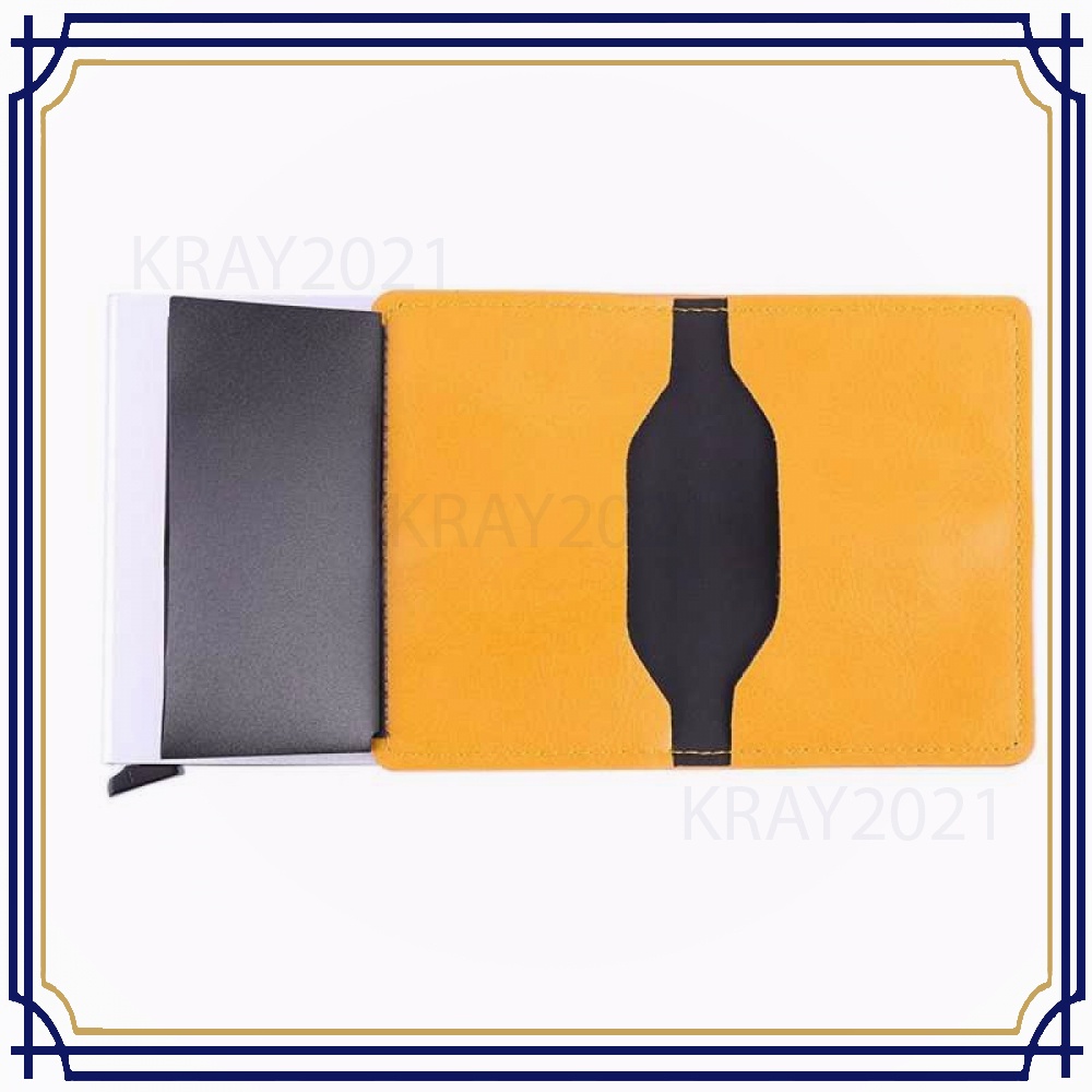 Dompet Kartu Anti RFID Bahan Kulit dengan Holder Aluminium - KB-005