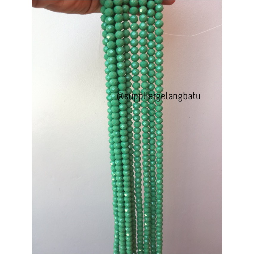 Kristal Ceko kilap 10mm HIJAU TOSCA light green bahan perhiasan donat aksesoris bahan supplier craft