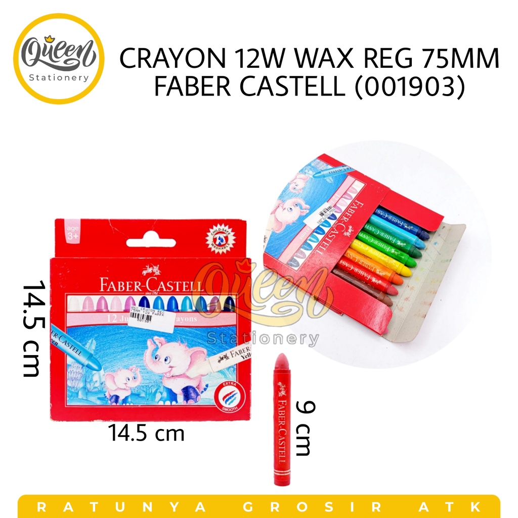 

1 SET (12 WARNA) CRAYON 12W WAX REG 75MM FABER CASTELL / KRAYON / ALAT MEWARNAI (001903)