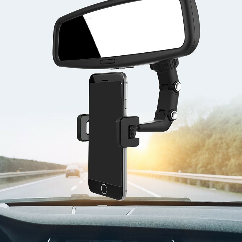 Car Holder Smartphone Spion Mobil Rearview Bracket - C41394 - Black