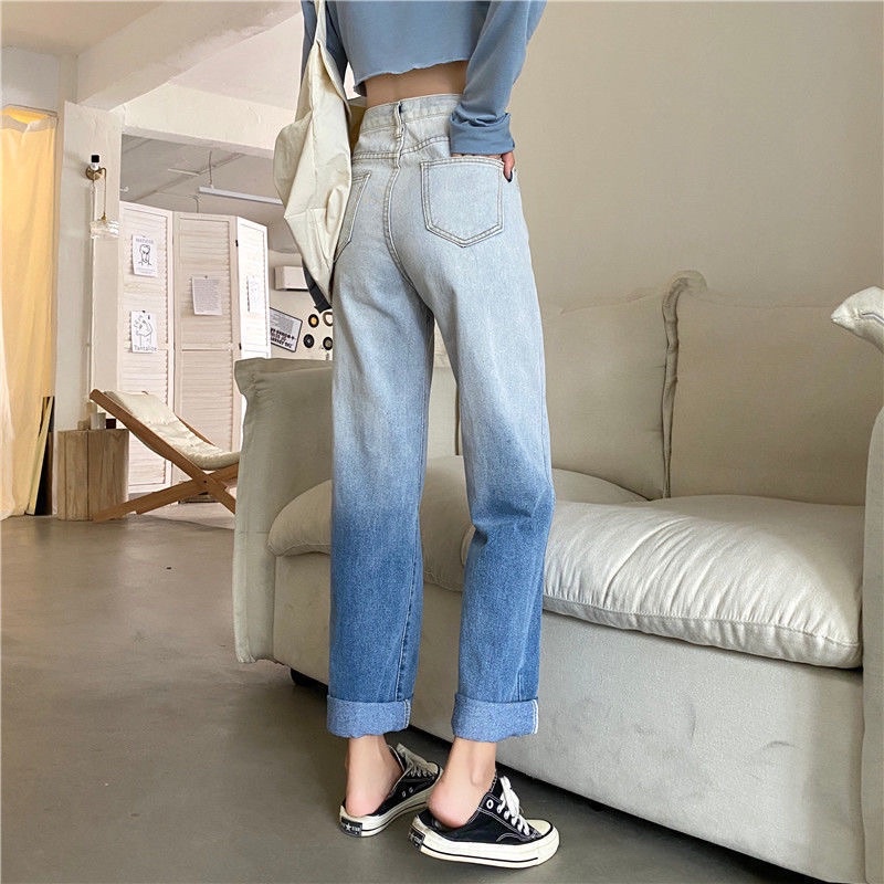 JEANS OMBRE HIGHWAIST IMPORT CELANA PANTS WANITA CEWEK CULLOTE HW BAGGY DENIM MX861