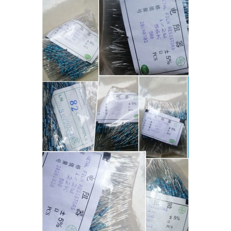 10,ANEKA NILAI RESISTOR METAL FILM 1/2 WAT 5%