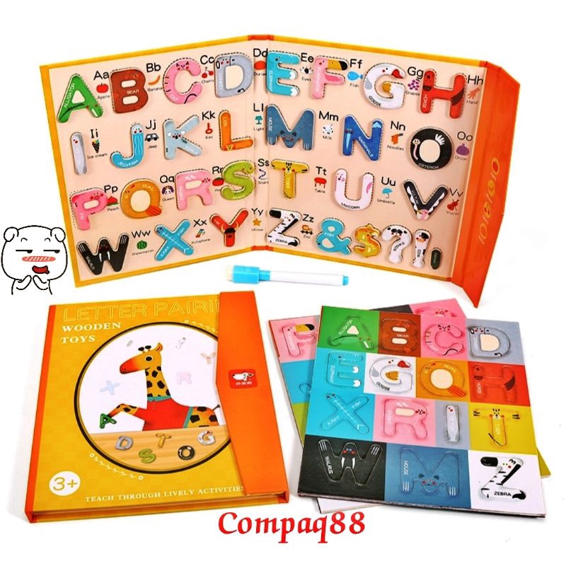 Mainan Edukasi Buku Anak Puzzle Magnetik Huruf Alfabet WOODEN TOYS ~ LETTER