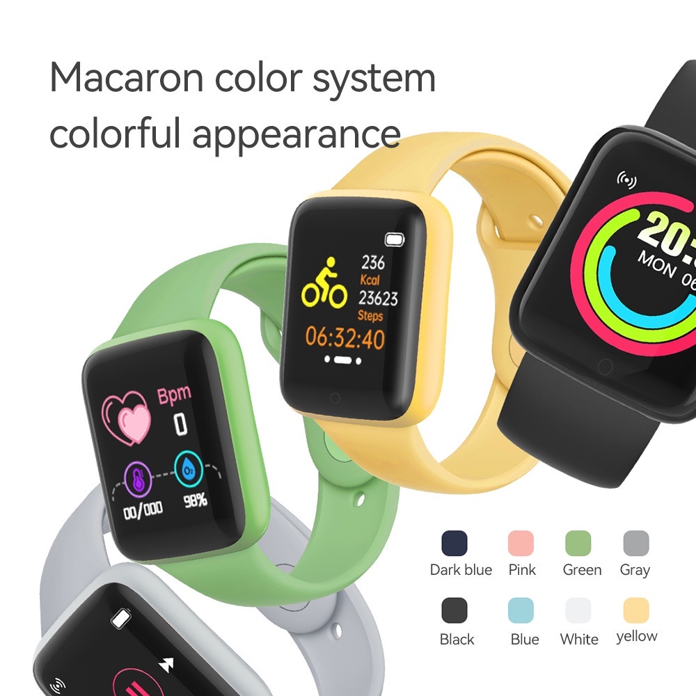 Y68 Macaroon Smartwatch Jam Tangan Pintar Digital Deteksi Olahraga Pria Dan Wanita