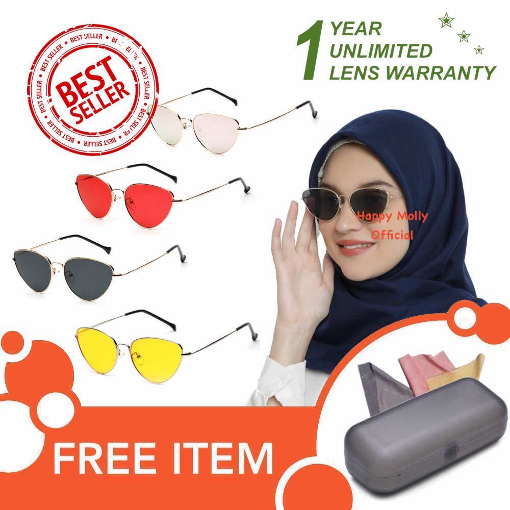 Anti UV Sunglasses Eye Cat - Kacamata Wanita Hijab - MLB ( Group ) FREE KOTAK KACAMATA