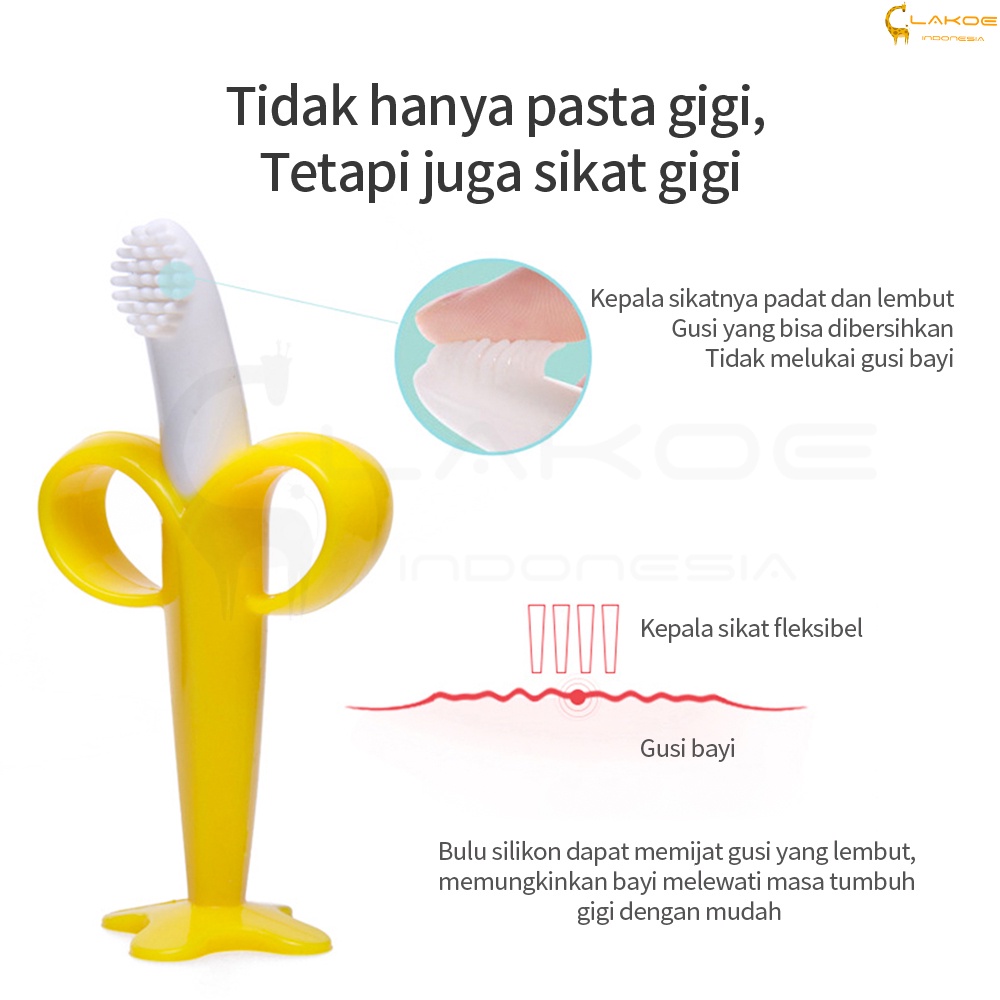 LAKOE Mainan gigitan bayi bentuk Pisang teether bayi bahan silikon