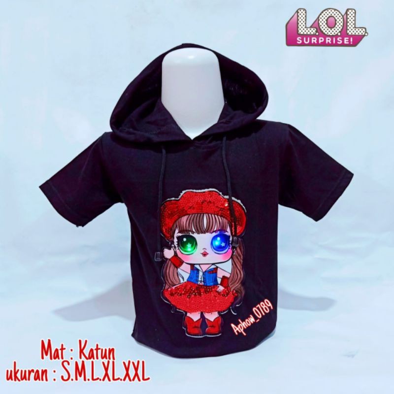 kaos Hoodie anak Perempuan LED LOL Hoodie LOL UK 2-10TAHUN