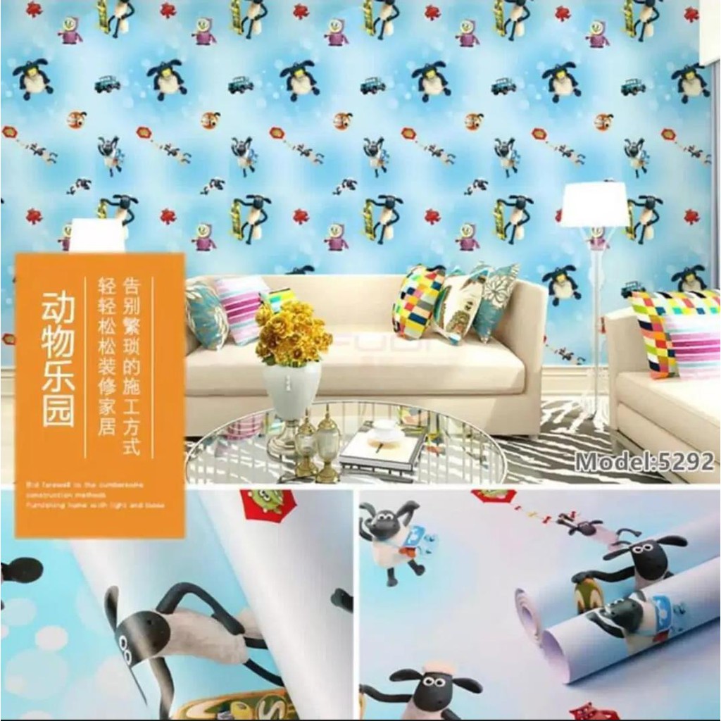 WALLPAPER DINDING SHEEP / STIKER DINDING 45 CM X 9 METER