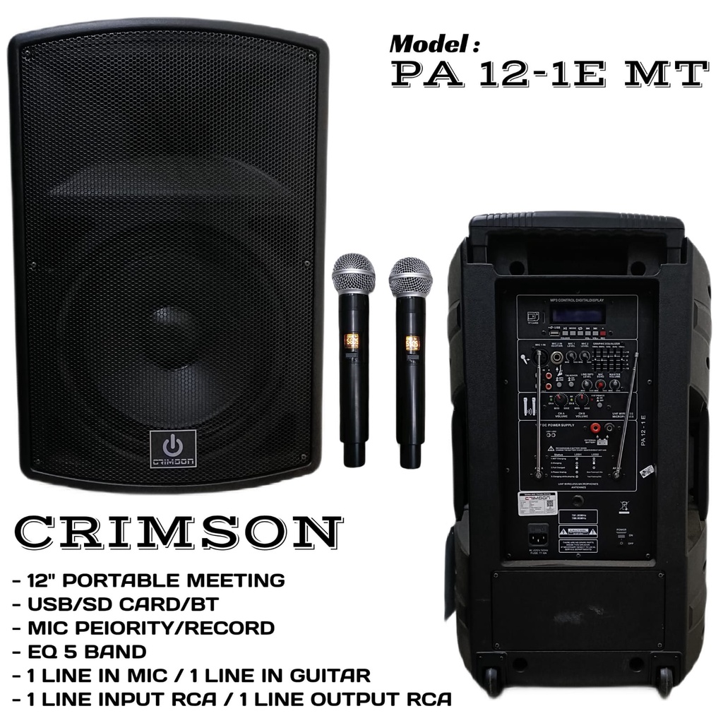 SPEAKER 12 Inch PORTABLE WIRELESS MEETING CRIMSON PA 12-1E Original