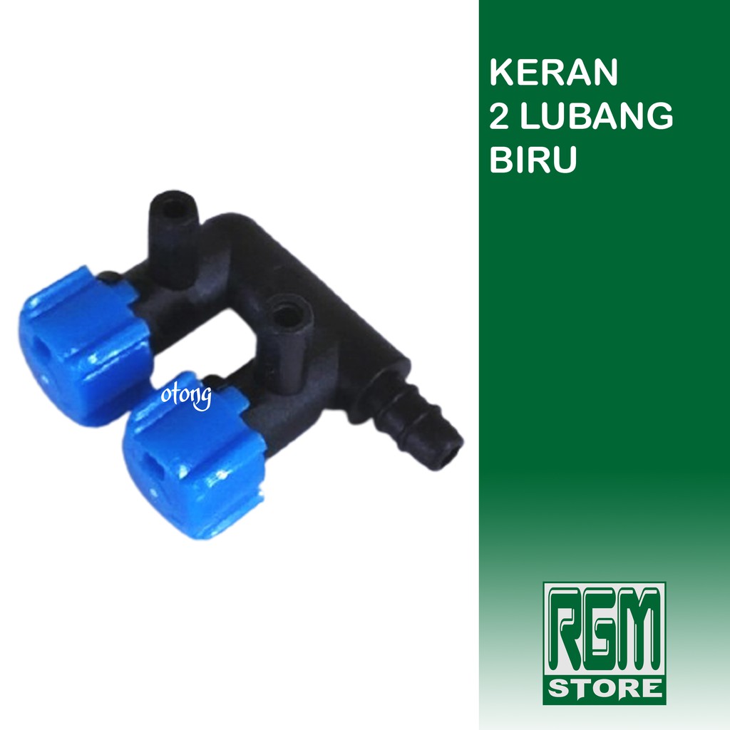 Kran keran Udara BIRU 2 lubang cabang Aerator airator aquarium aquascape