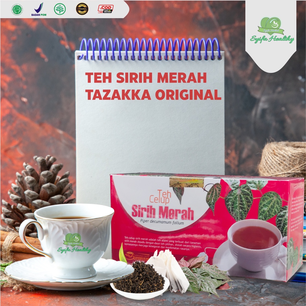 

Teh Herbal Daun Sirih Merah Tazakka isi 20 Kantung Teh Celup sebagai Antiosidan sudah BPOM dan HALAL MUI.