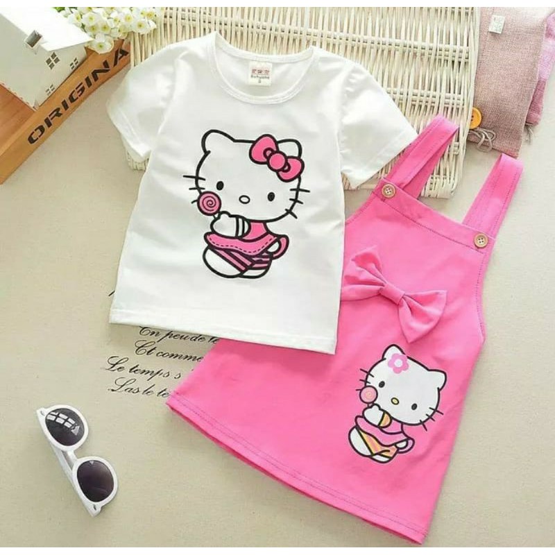 Set Lolly Setelan Anak Overall Perempuan Usia 3-4 Tahun