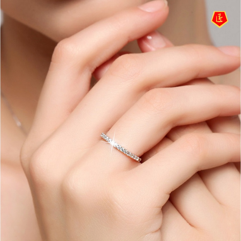 [Ready Stock]Simple Korean Style Single Row Full Diamond Ring