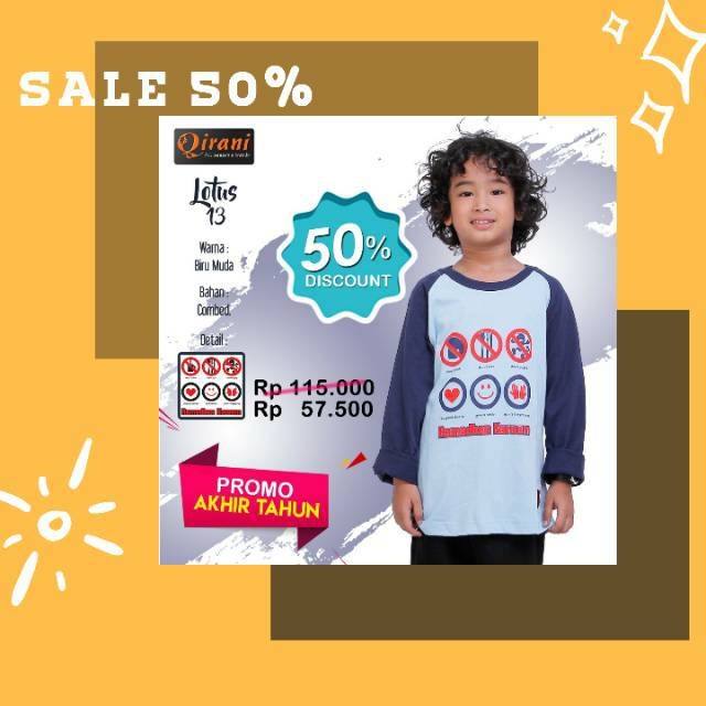 QIRANI ATASAN KAOS ANAK LOTUS 11 LOTUS 12 LOTUS 13