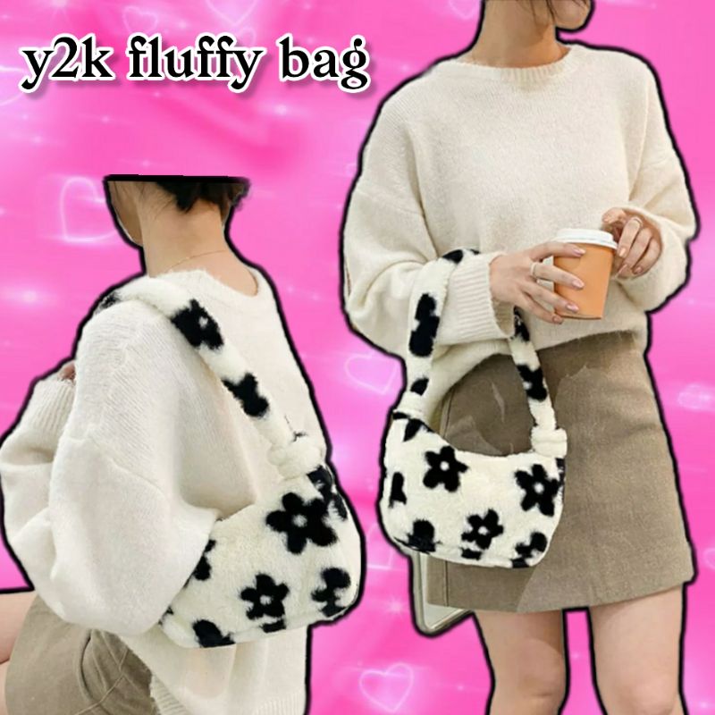 y2k fluffy bag/ fluffy bag/ furr bag/ tas bulu wanita