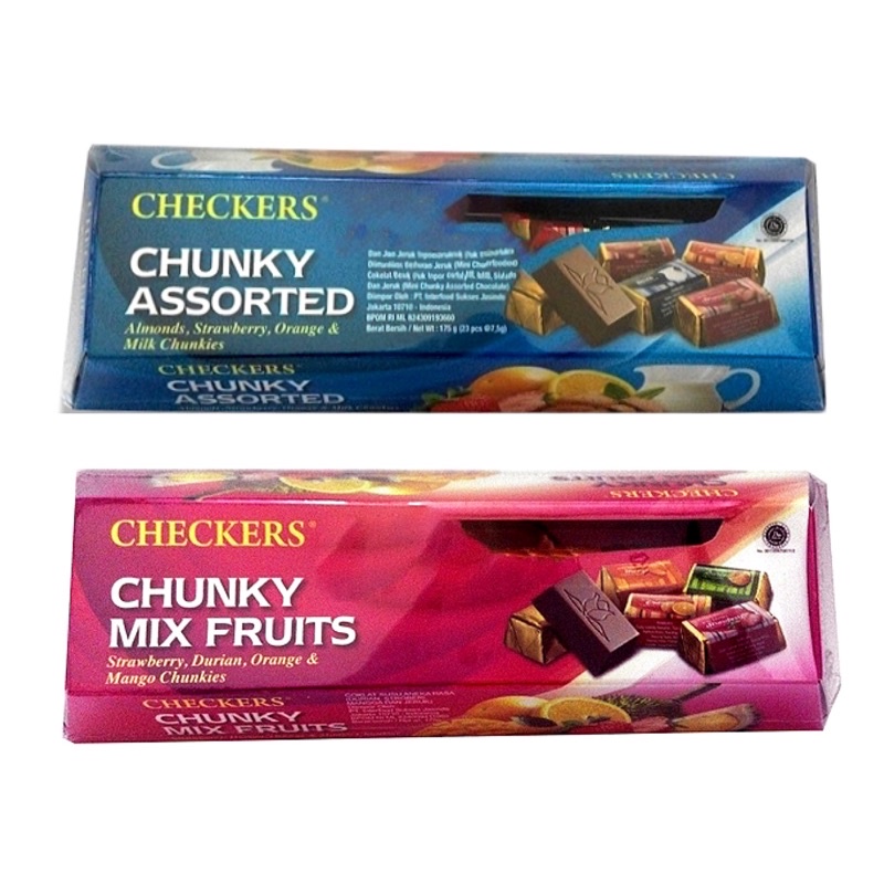 

Checkers Mini Chunky Chocolate 175gr / Cokelat / Chekers / Mini / Chunky / Chocolate / coklat / Assorted / Mix / Fruit / Chekers / Chunky / Assorted / Cheker / Chunky / Mix / Fruit / Checkers / Checker