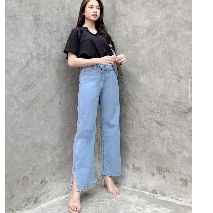 (Must Get it) KULOT JEANS BELAH SAMPING // CELANA KULOT HW BELAH JEAN TEBAL / HIGHWAIST KULOT JEANS 