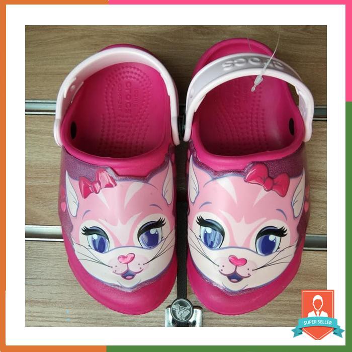 (ORIGINAL) CROCS LAMPU LED CAT KITTY FACE KEPALA ORIGINAL