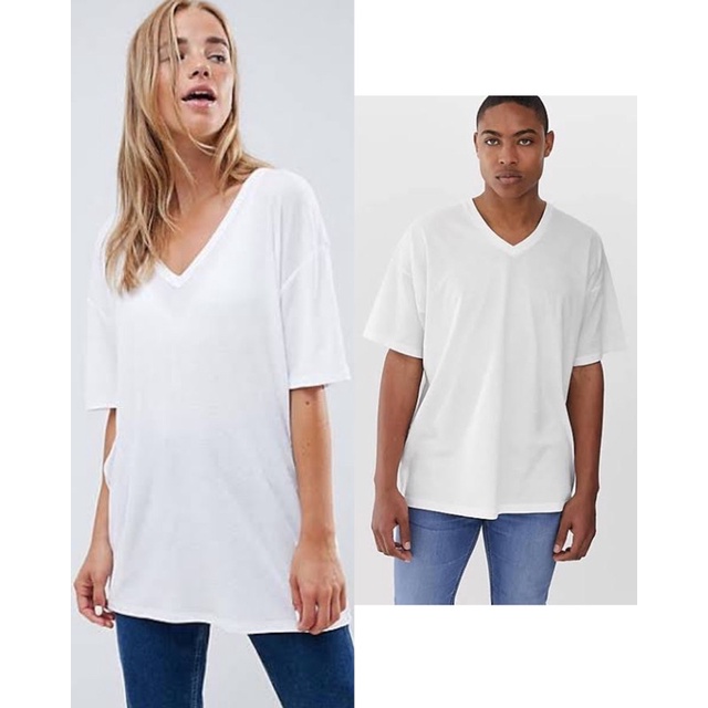 kaos oversize jomila v  neck unisex import grosir tanah abang