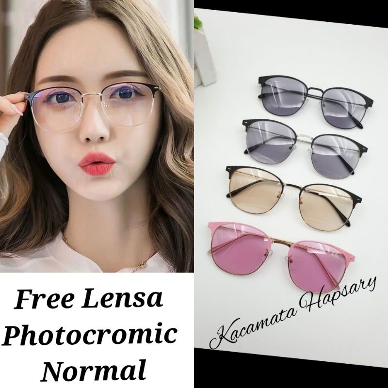 FRAME KACAMATA FASHION WANITA 5551 ( GRATIS LENSA PHOTOCROMIC NORMAL ) KACAMATA ANTI UV / Lonjong